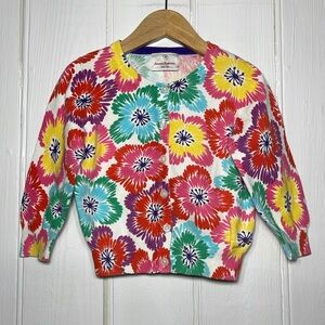 HANNA ANDERSSON EUC 100% Cotton Adorable Colorful Floral Button Up Cardigan